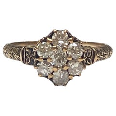 Bague victorienne en or rose 14 carats avec diamant