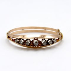 Victorian 14K Rose Gold & Rose Cut Diamond Bracelet