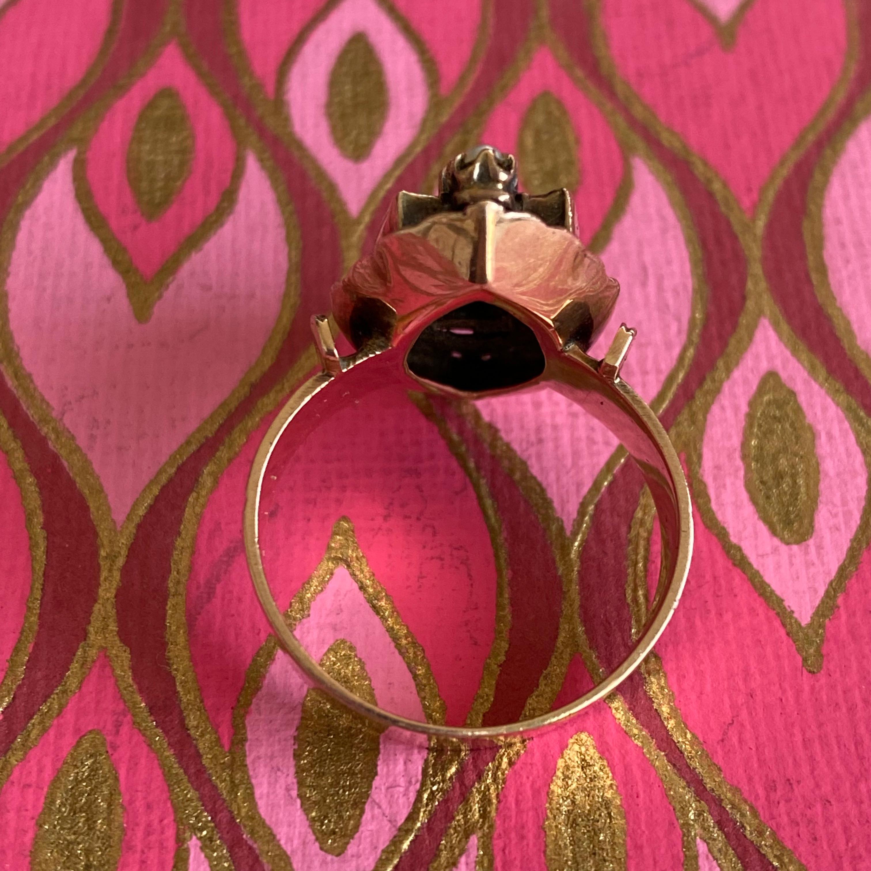 Victorian 14k Rose Gold Turquoise Pearl Ring, circa 1895 For Sale 9