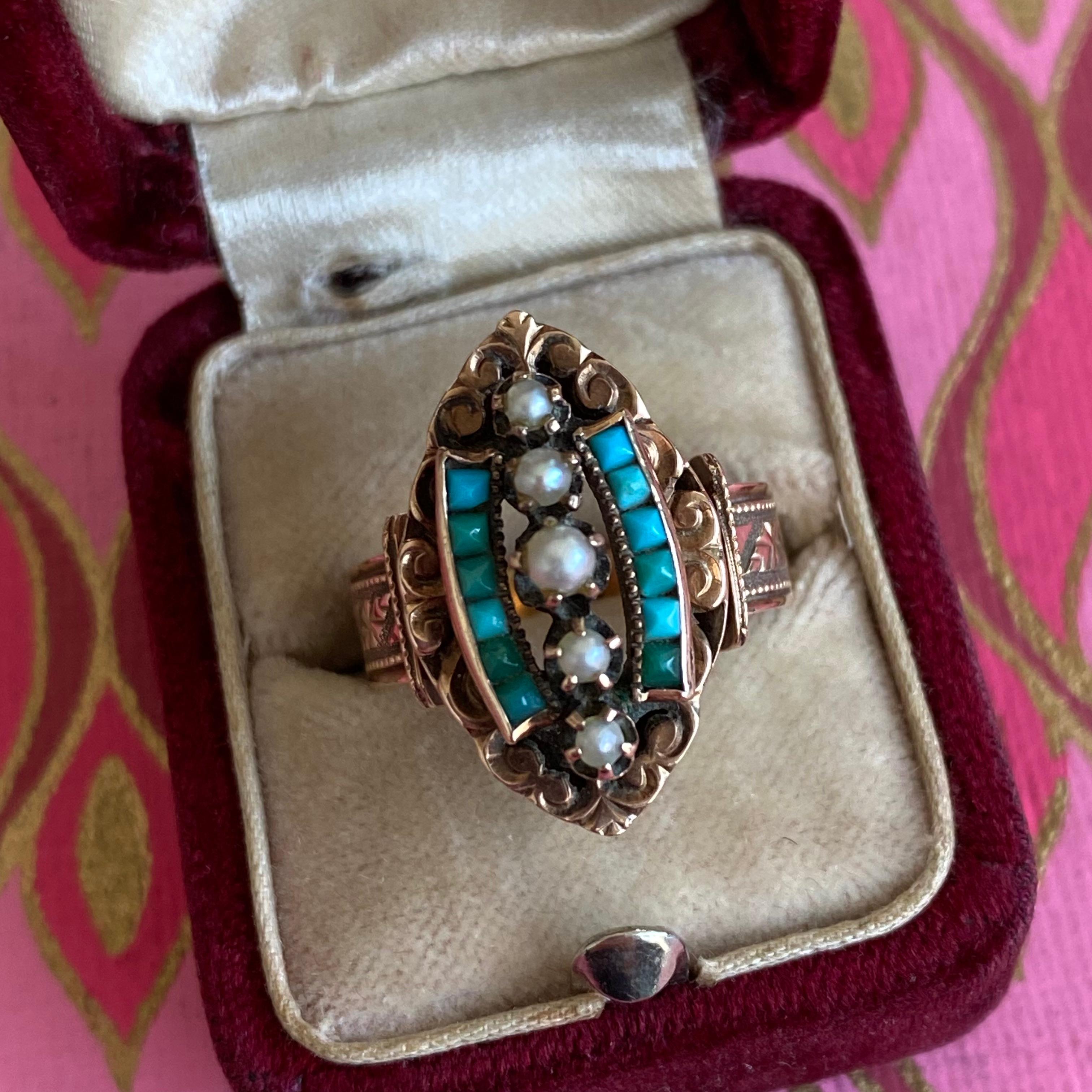 rose gold turquoise ring