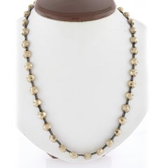 Victorian 14k Rosy Gold 19" Faceted Round Bead Ball on Wheat Link Chain Necklace