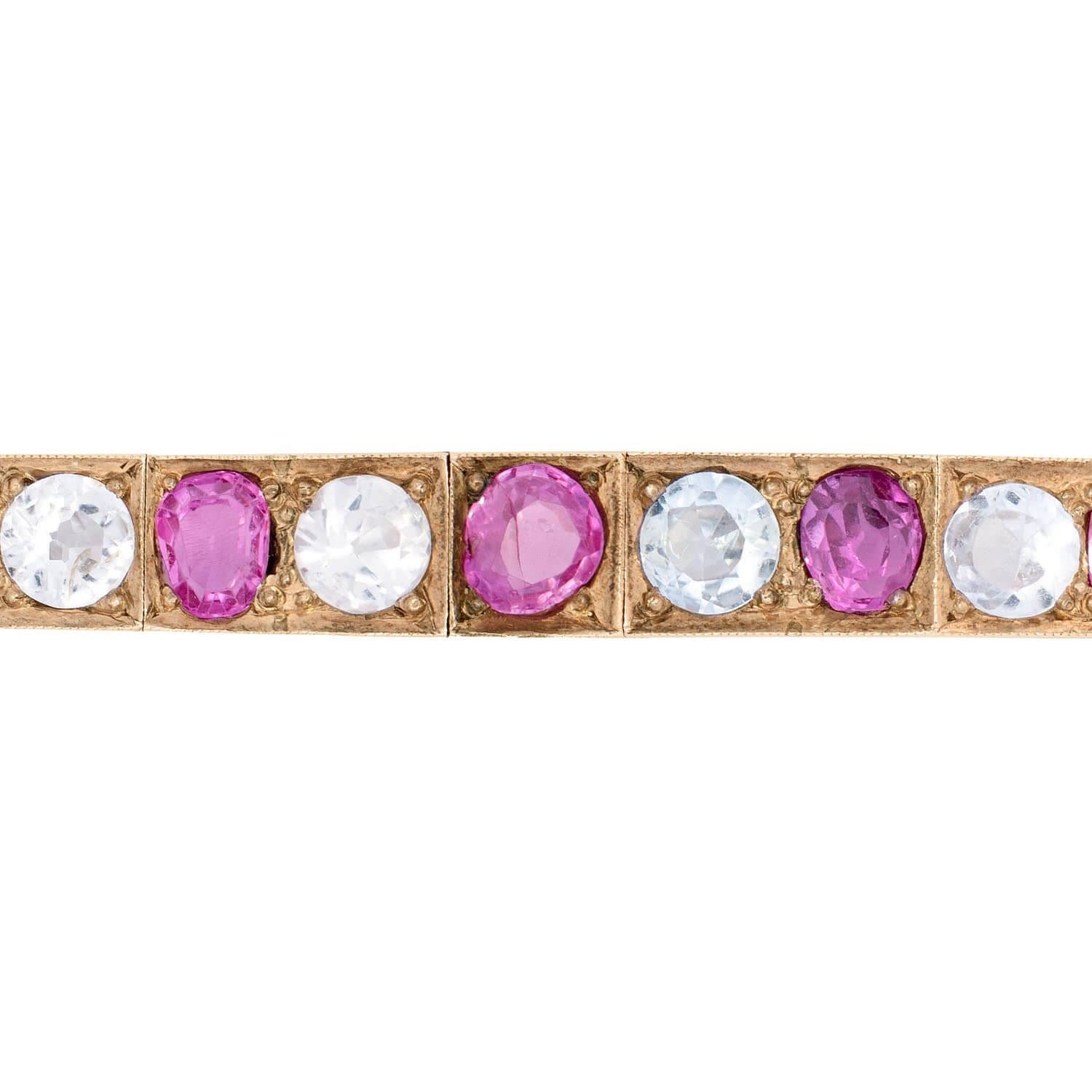 Victorien Bracelet victorien en rubis et saphirs 14 carats en vente
