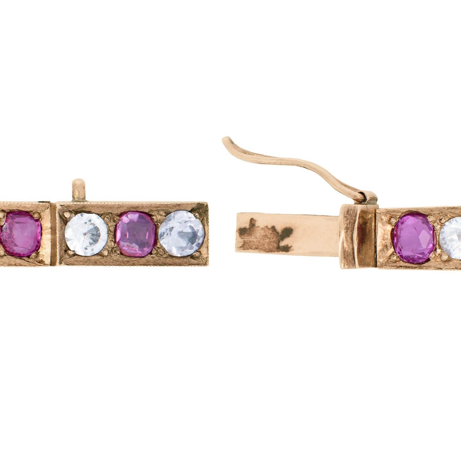 Bracelet victorien en rubis et saphirs 14 carats en vente 1