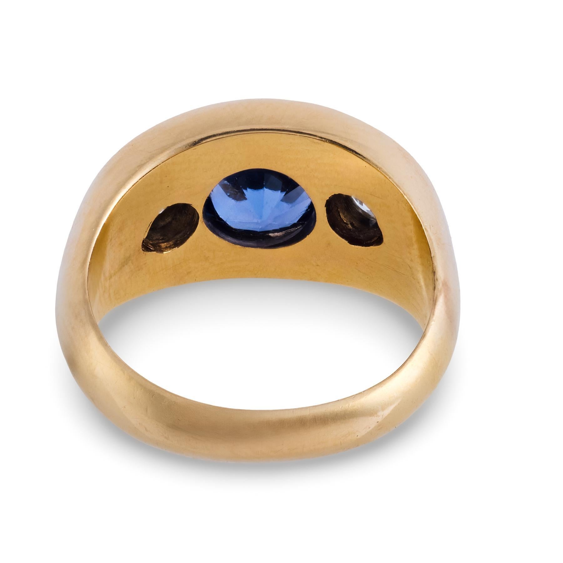 VIctorian 14k Zafiro y Diamante Anillo a Ras en Bueno estado para la venta en Narberth, PA