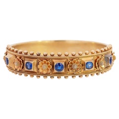 Bracciale vittoriano con motivo floreale in zaffiro 14k