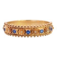 Viktorianischer 14k Saphir Floral Motiv Armreif