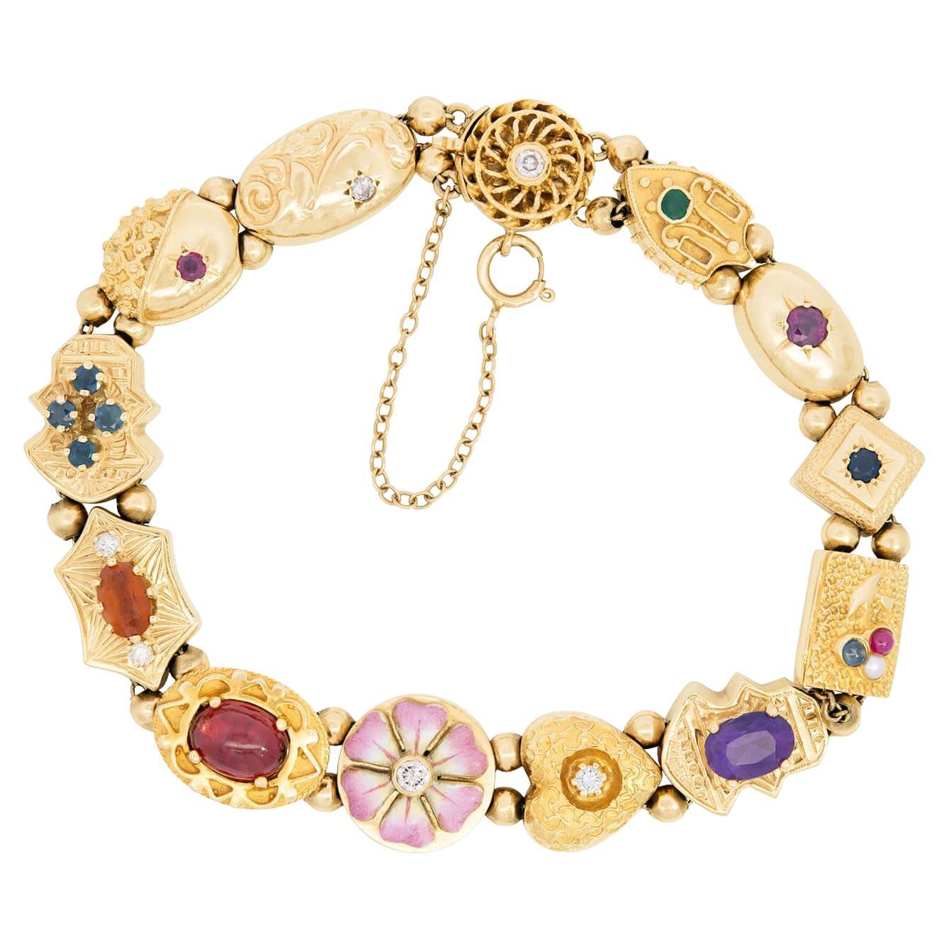 Victorian 14k Slide Bracelet For Sale