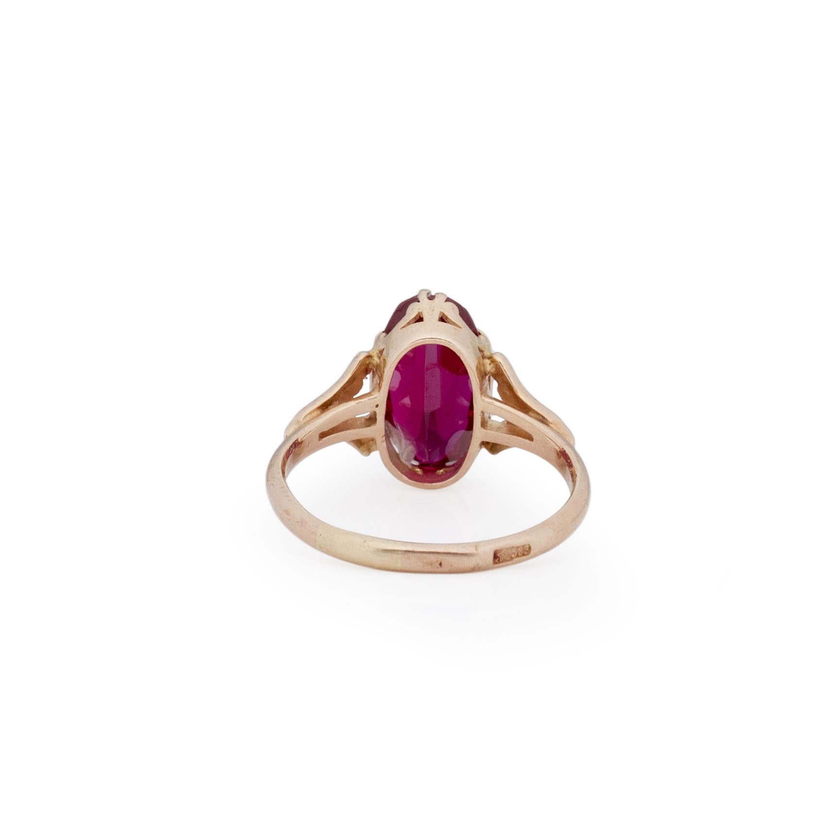 Victorian 14k Soviet Russia Hallmarked Red Glass Antique Fashion Ring ...
