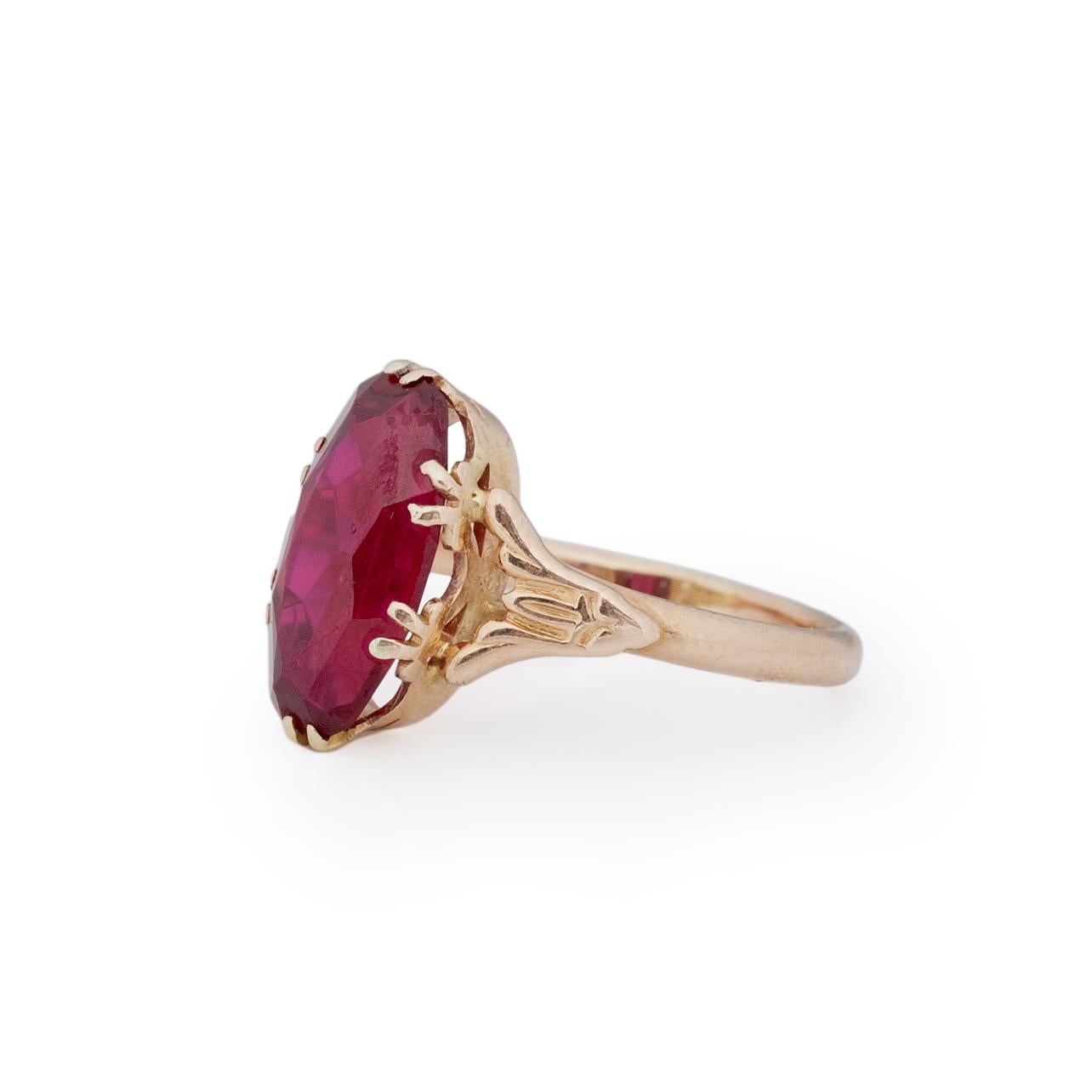 Victorian 14k Soviet Russia Hallmarked Red Glass Antique Fashion Ring ...
