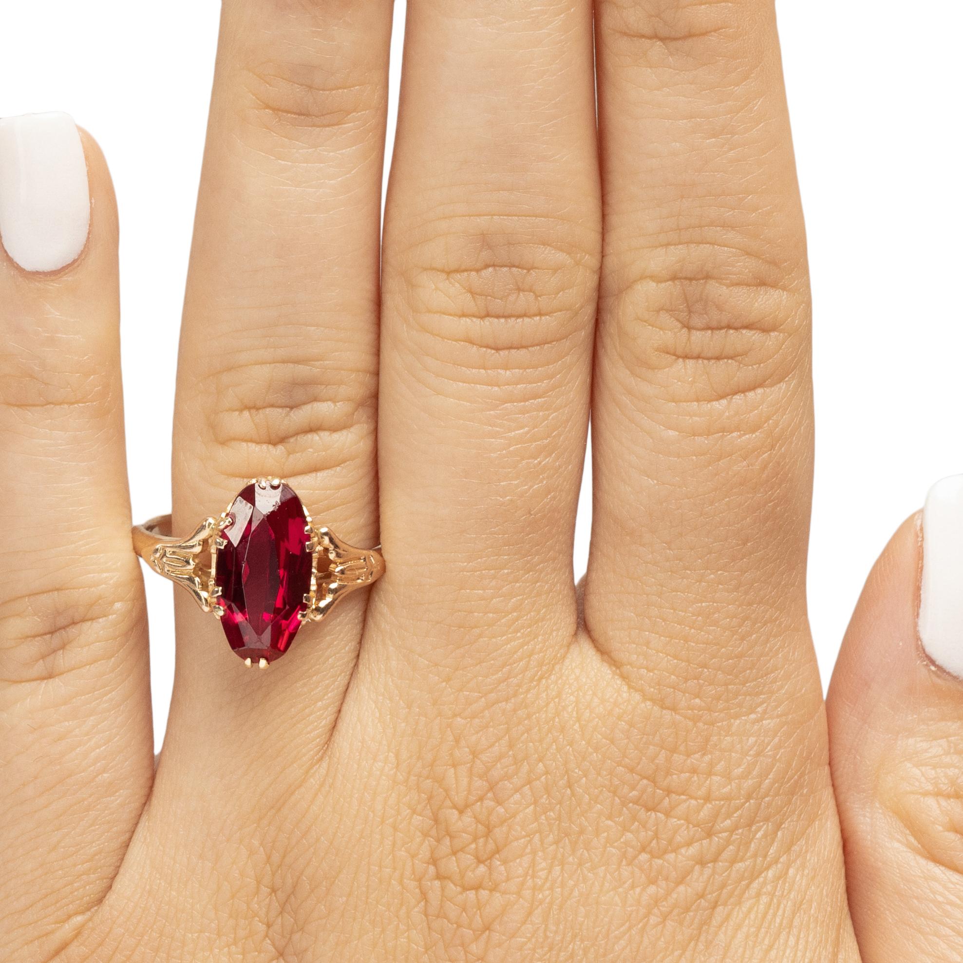 Victorian 14k Soviet Russia Hallmarked Red Glass Antique Fashion Ring ...