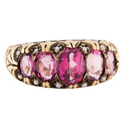 Victorian 14k Spinel and Pearl Ring