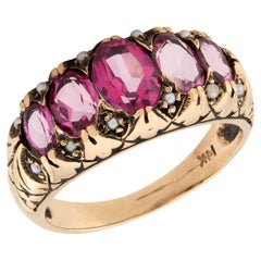 Victorian 14k Spinel and Pearl Ring