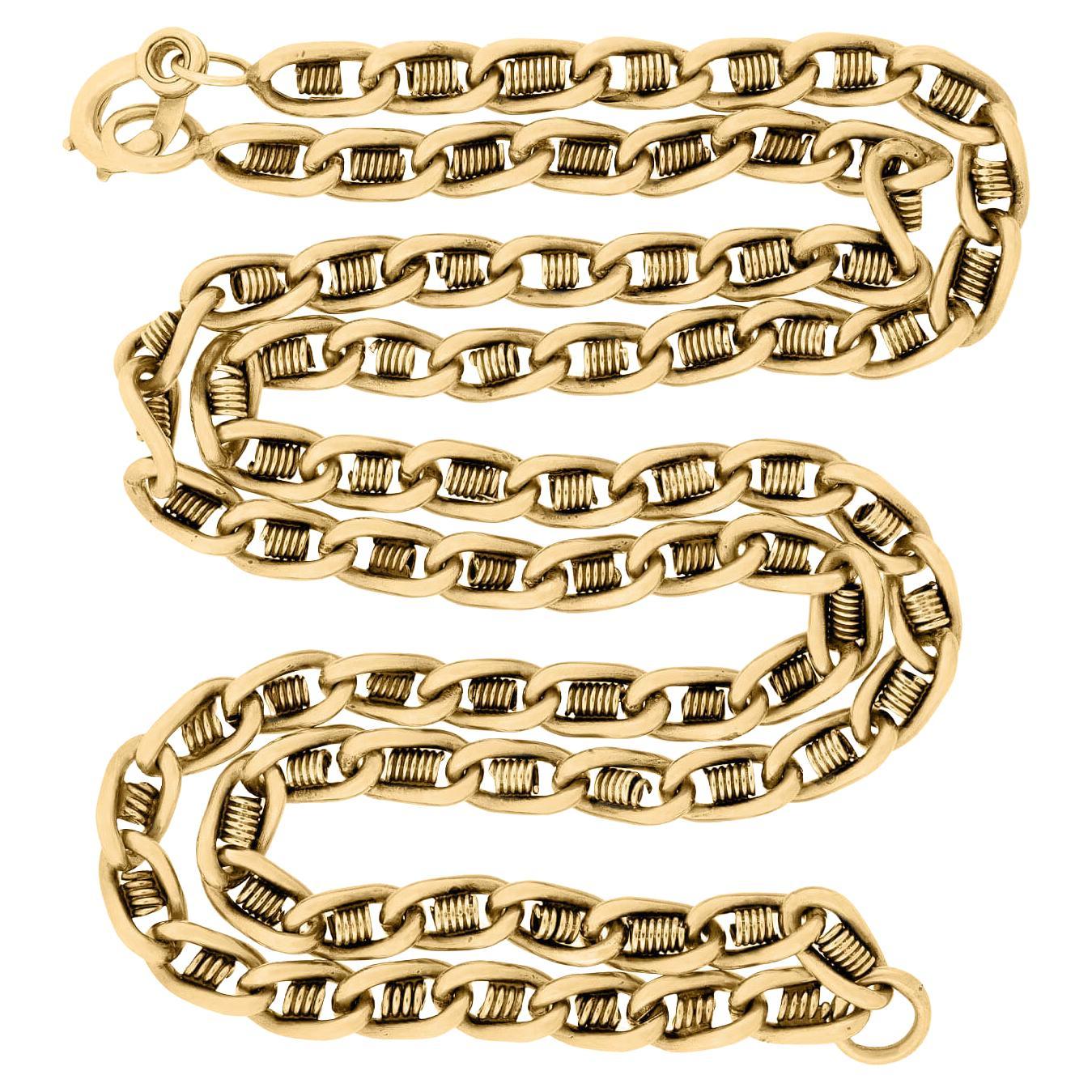Victorian 14k Spring Chain Necklace 26" For Sale