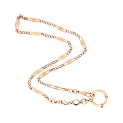 Viktorianische 14k Frühlingsring-Uhrkette