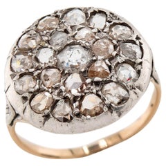 Viktorianischer 14k/Sterling Silber Diamant Cluster Ring
