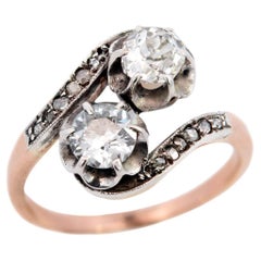 Victorian 14k/Sterling Silver Diamond "Moi et Toi" Ring
