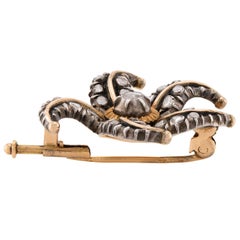 Victorian 14k/Sterling Silver Diamond Starfish Pin