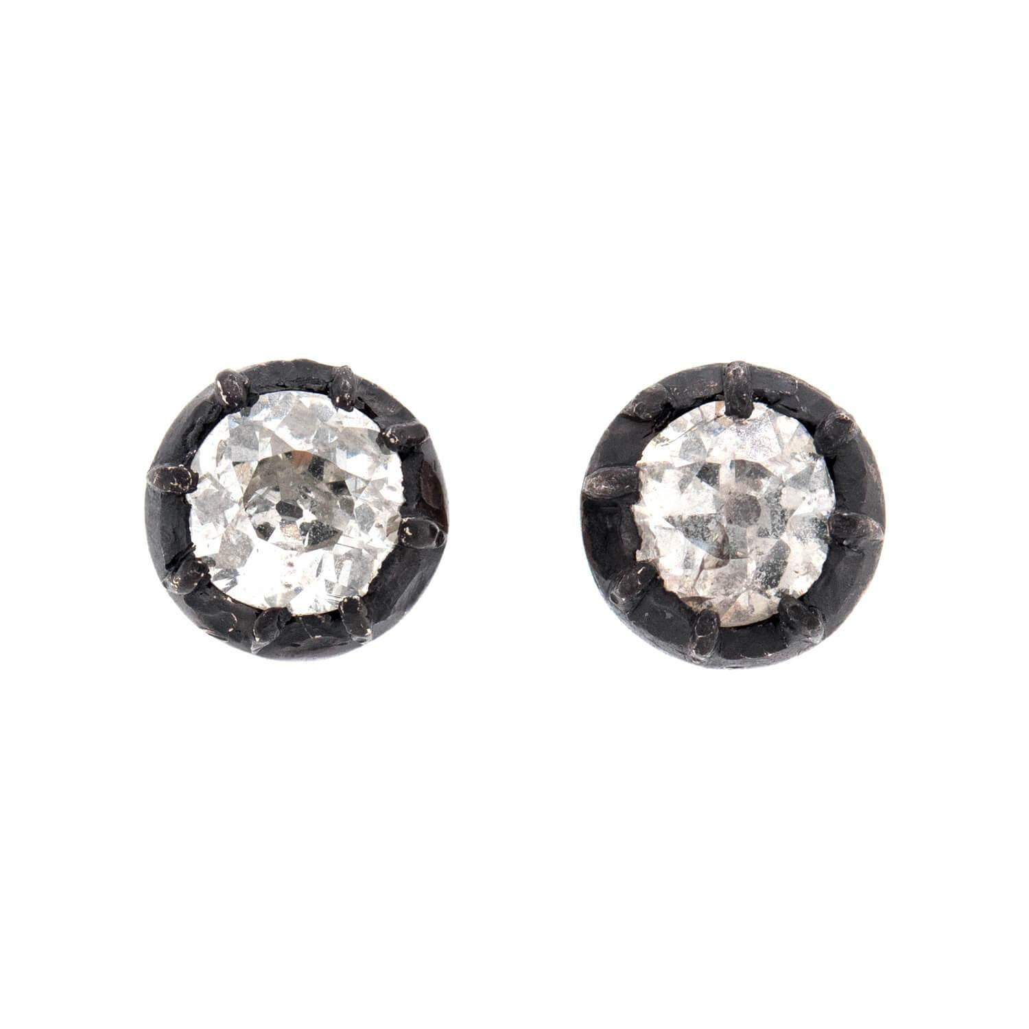Viktorianische 14k/Sterling Silber Diamant Ohrstecker