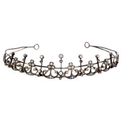 Viktorianische 14k/Sterling Silber Diamant Tiara