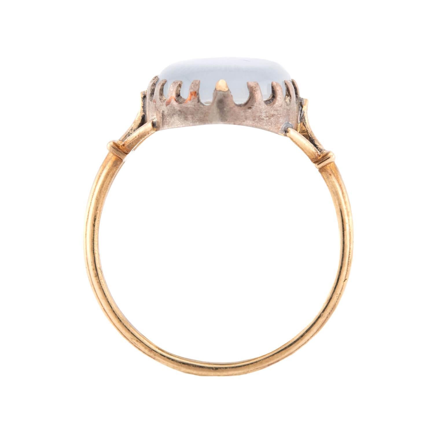 Victorian 14k/Sterling Silver Moonstone Ring In Good Condition For Sale In Narberth, PA