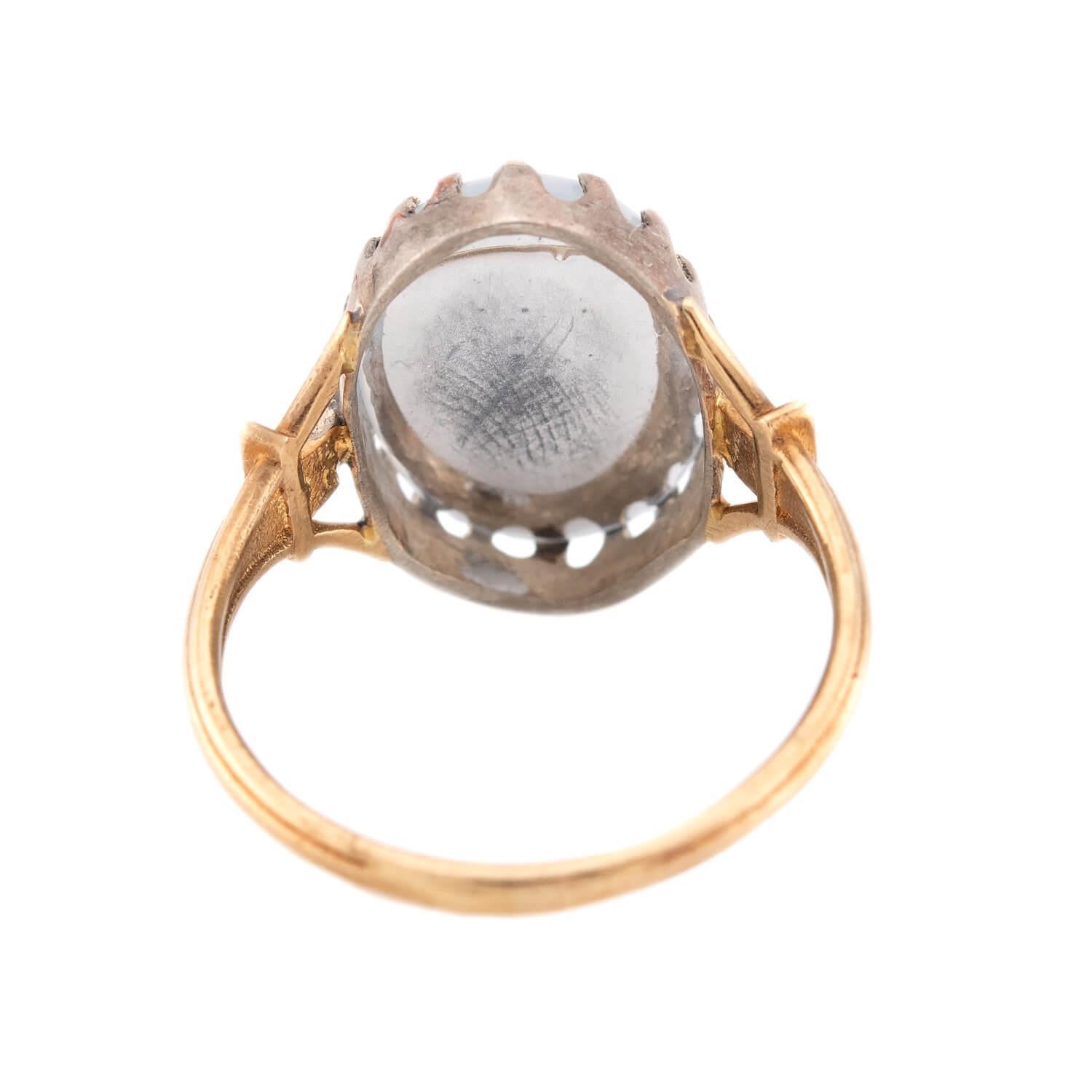 Women's or Men's Victorian 14k/Sterling Silver Moonstone Ring For Sale
