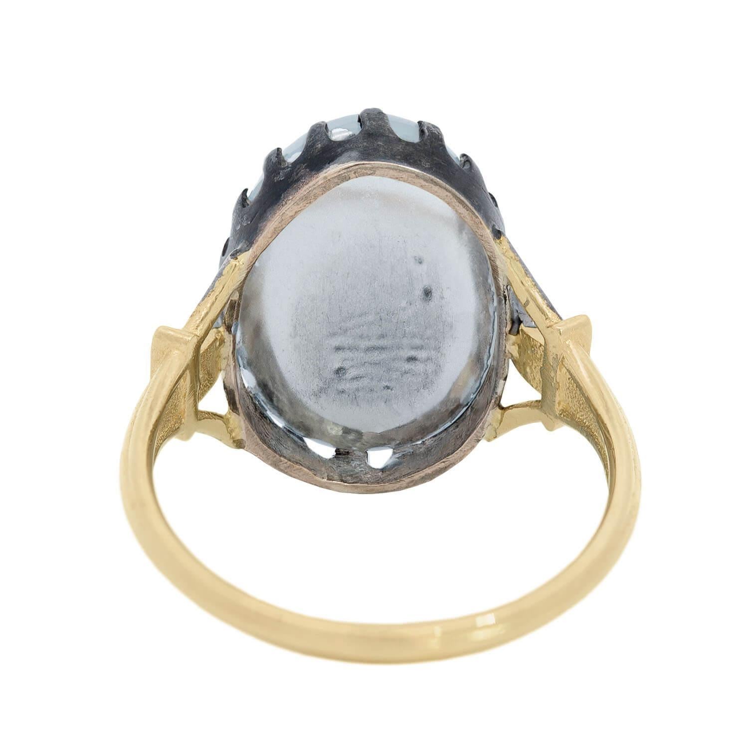 Women's Victorian 14k/Sterling Silver Moonstone Ring For Sale