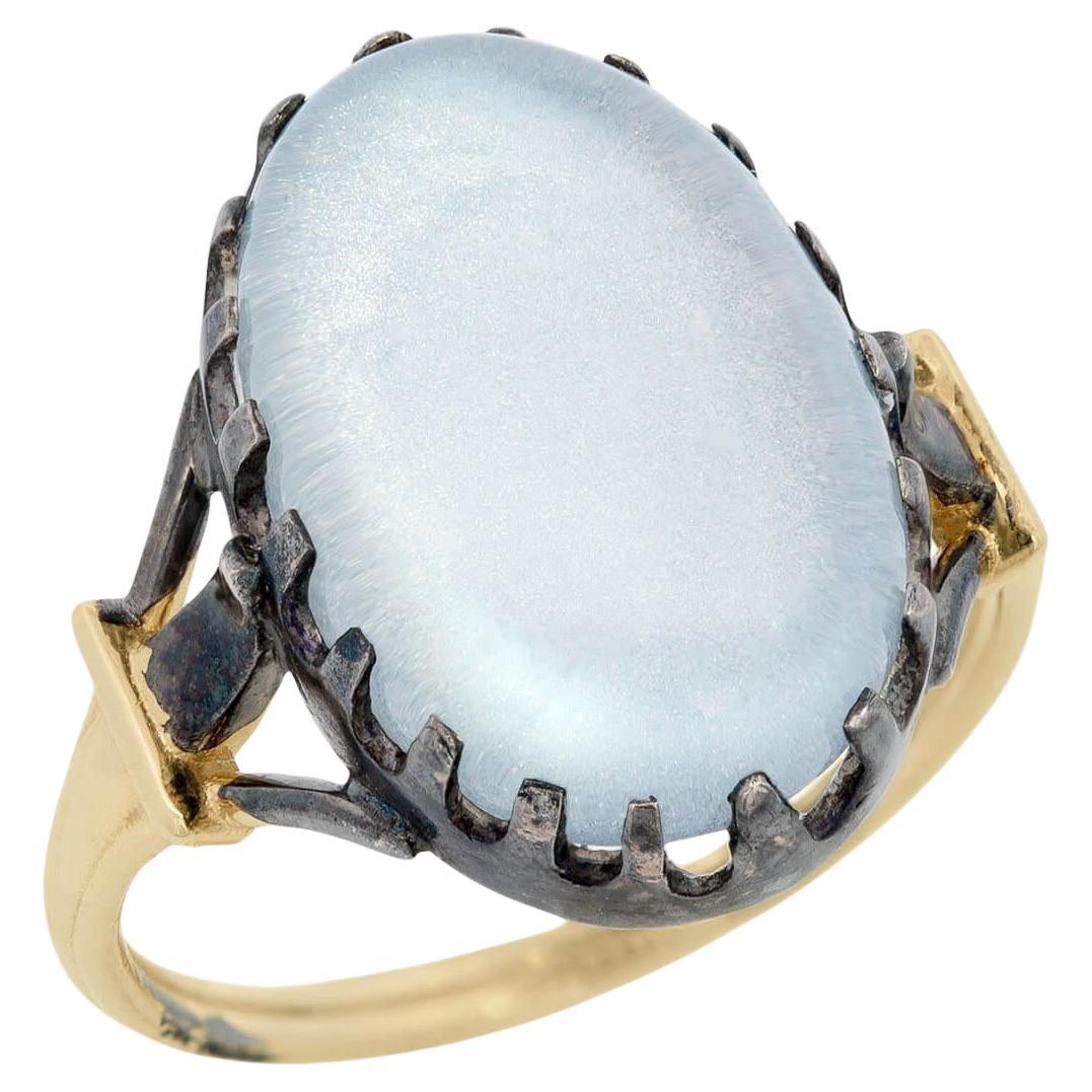 Victorian 14k/Sterling Silver Moonstone Ring For Sale
