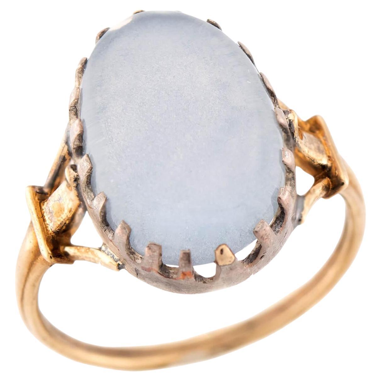 Victorian 14k/Sterling Silver Moonstone Ring For Sale