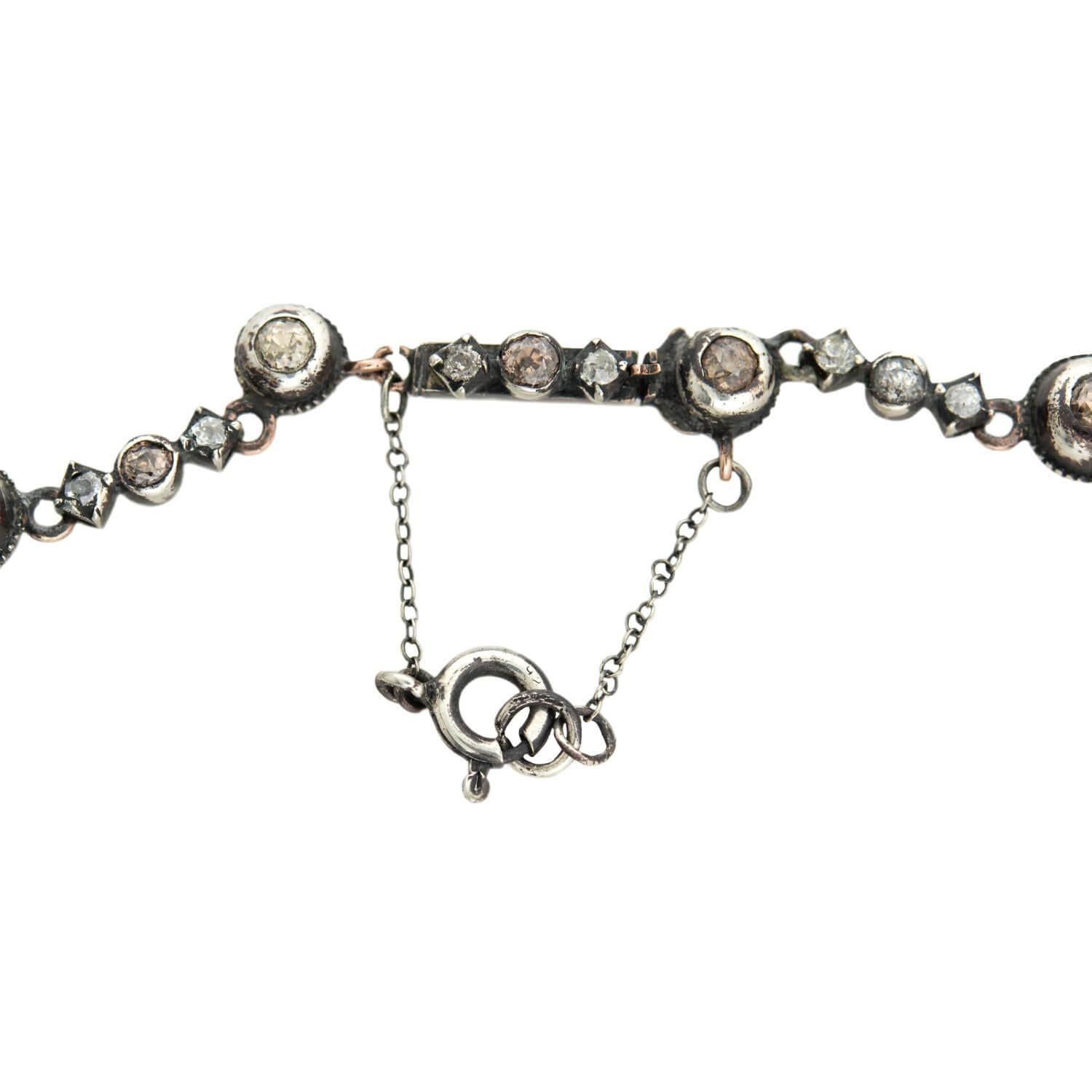 Taglio vecchia miniera Collana Vittoriana Riviera con diamanti multicolore in argento 14k/sterling in vendita