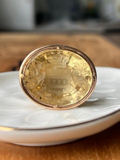 Victorian 14k Tri Tone Gold Intaglio Citrine Watch Fob Wax Seal Pendant