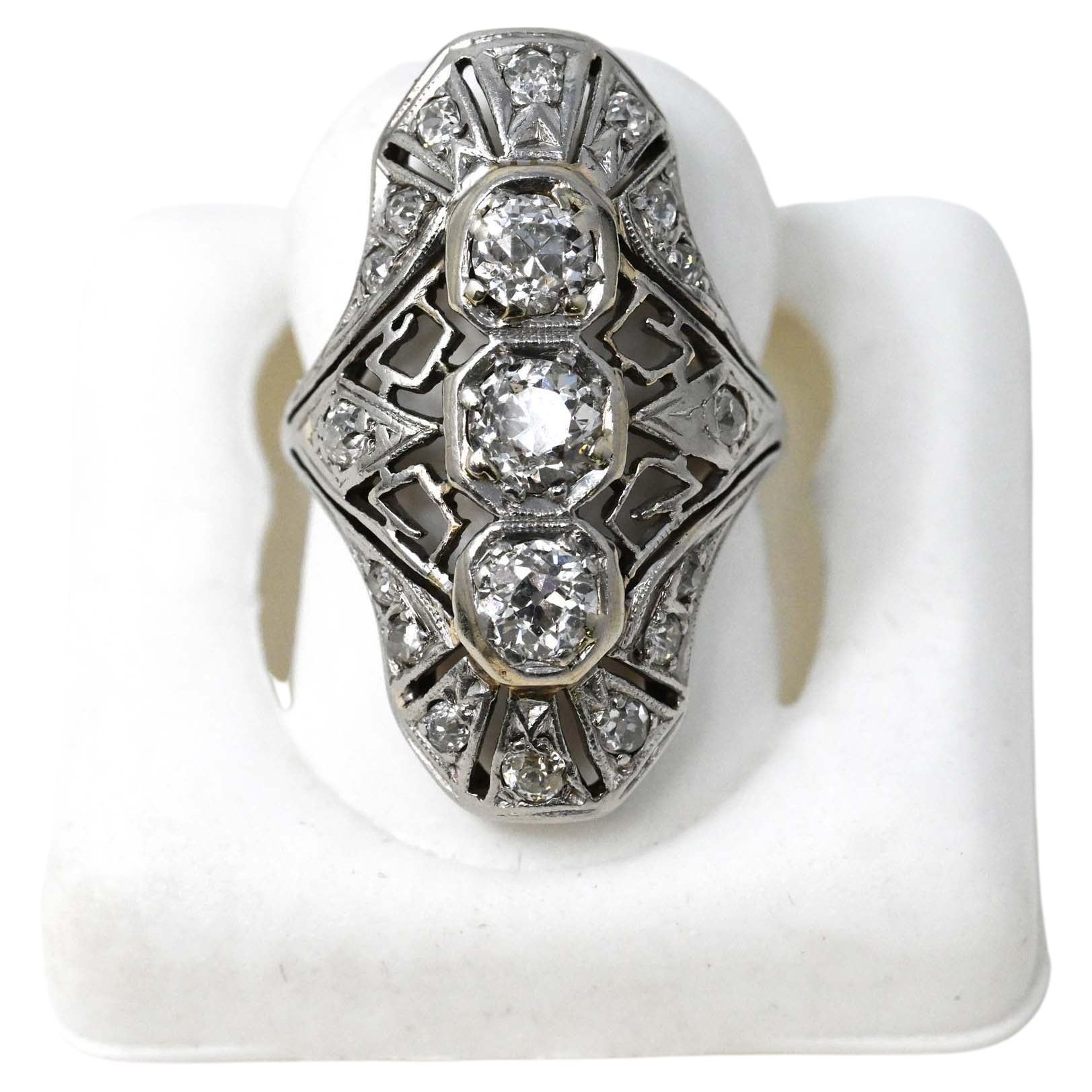 Viktorianischer viktorianischer 14 Karat Gold- und Diamant-Damenring