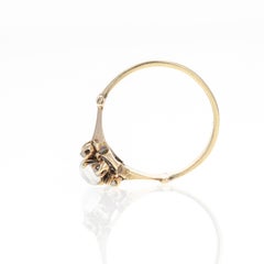 Victorian 14K Yellow Gold 0.40 Carat Moonstone Rose Cut Diamond Ring