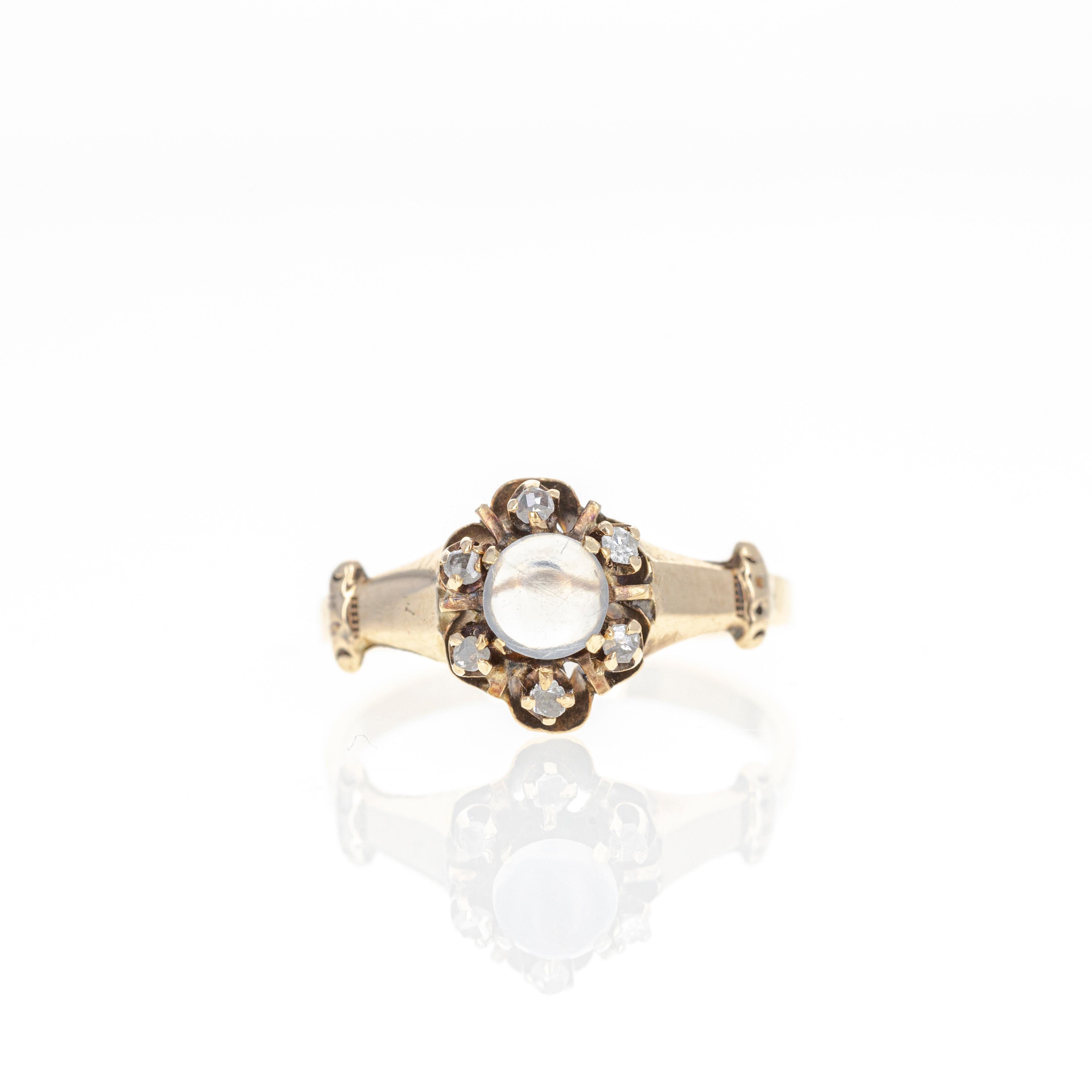 Bague victorienne en or jaune 14 carats avec diamants taille rose de 0,40 carat Pour femmes en vente