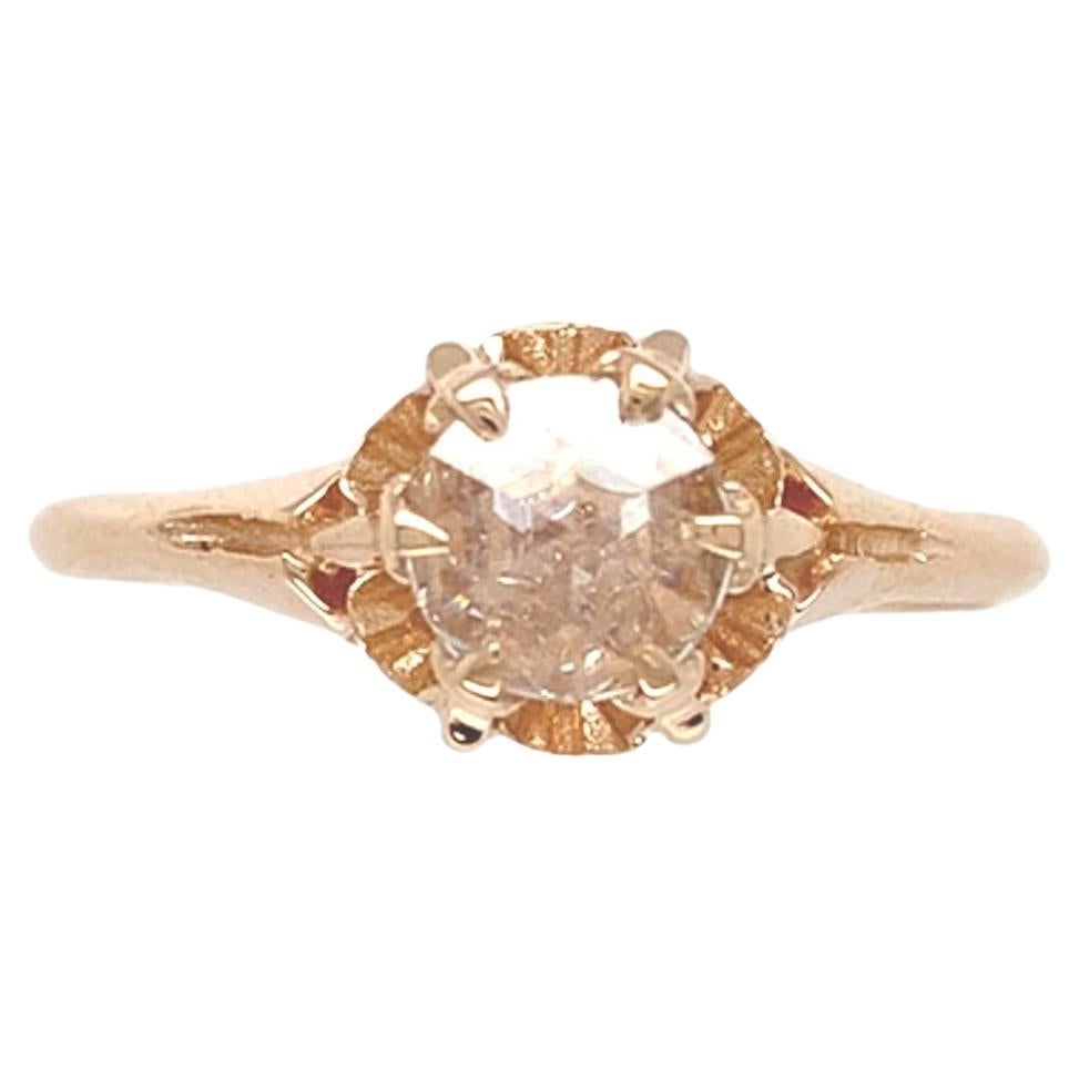Victorian 14K Yellow Gold .37ct Rose Cut Diamond Ring size 7