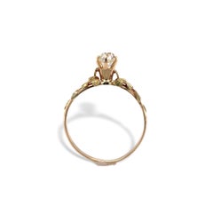 Victorian 14k Yellow Gold .60ct Diamond Ring with GIA Report size 9