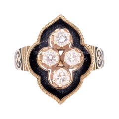 Victorian 14k Yellow Gold Alhambra Four Stone Fashion Ring