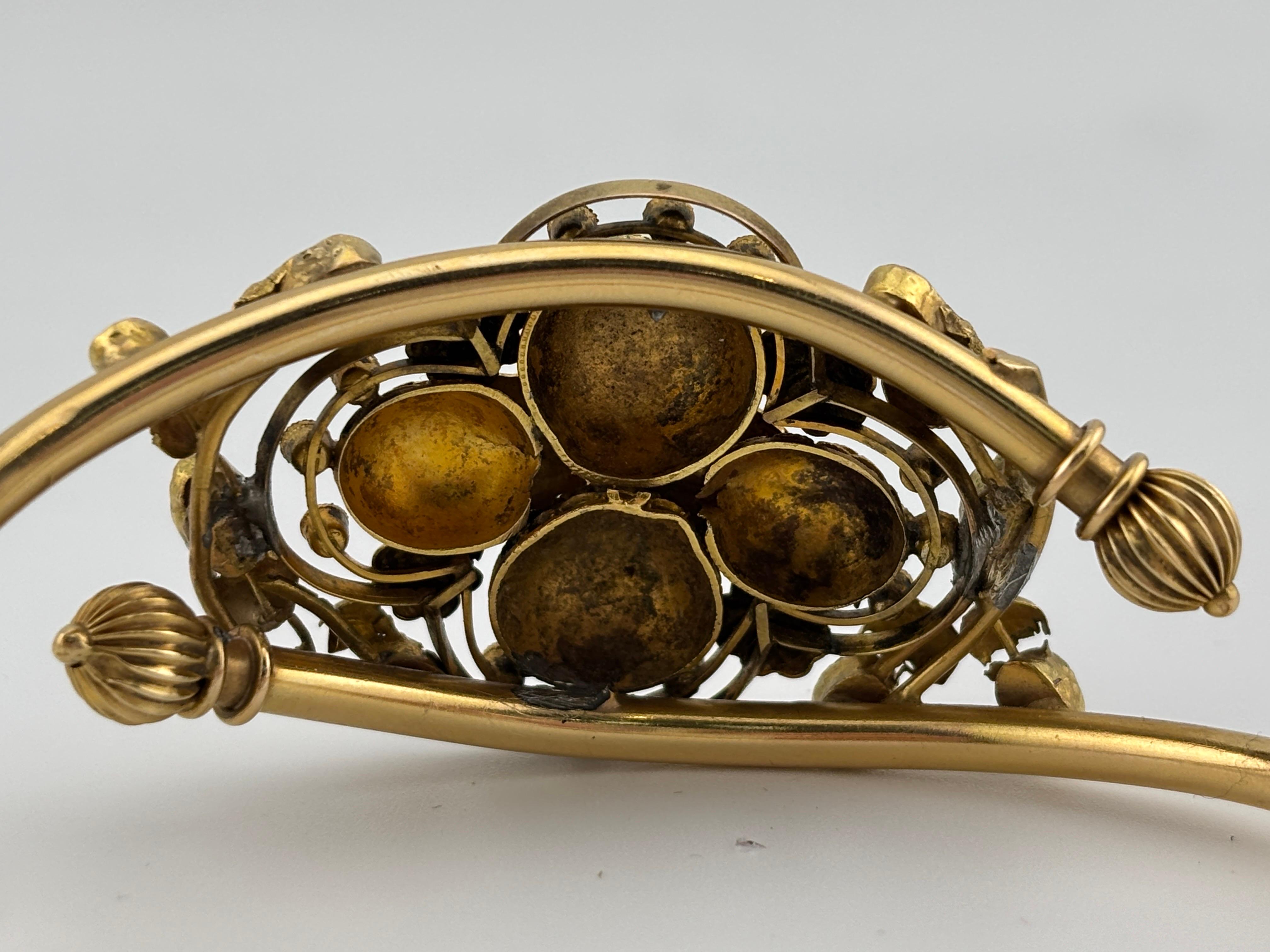 Women's or Men's Victorian 14k Yellow Gold Amethyst, Garnet & Seed Pearl Bracelet For Sale