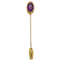 Victorian 14k Yellow Gold Amethyst Stick Pin