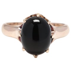 Antique Victorian 14 Karat Yellow Gold and Black Onyx Oval Solitaire Ring