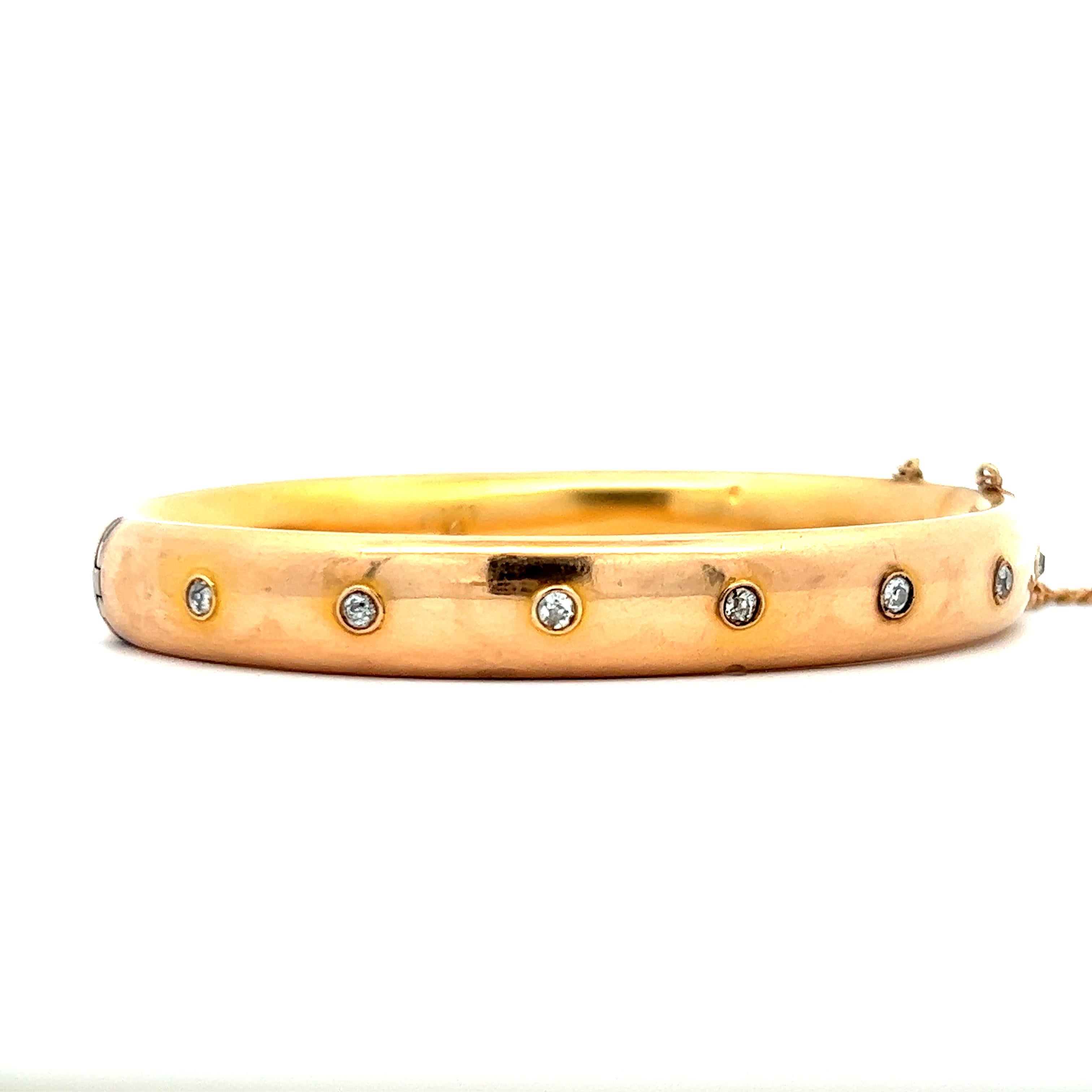 Victorian 14K yellow Gold and Diamond Bangle  In Excellent Condition For Sale In Lexington, KY