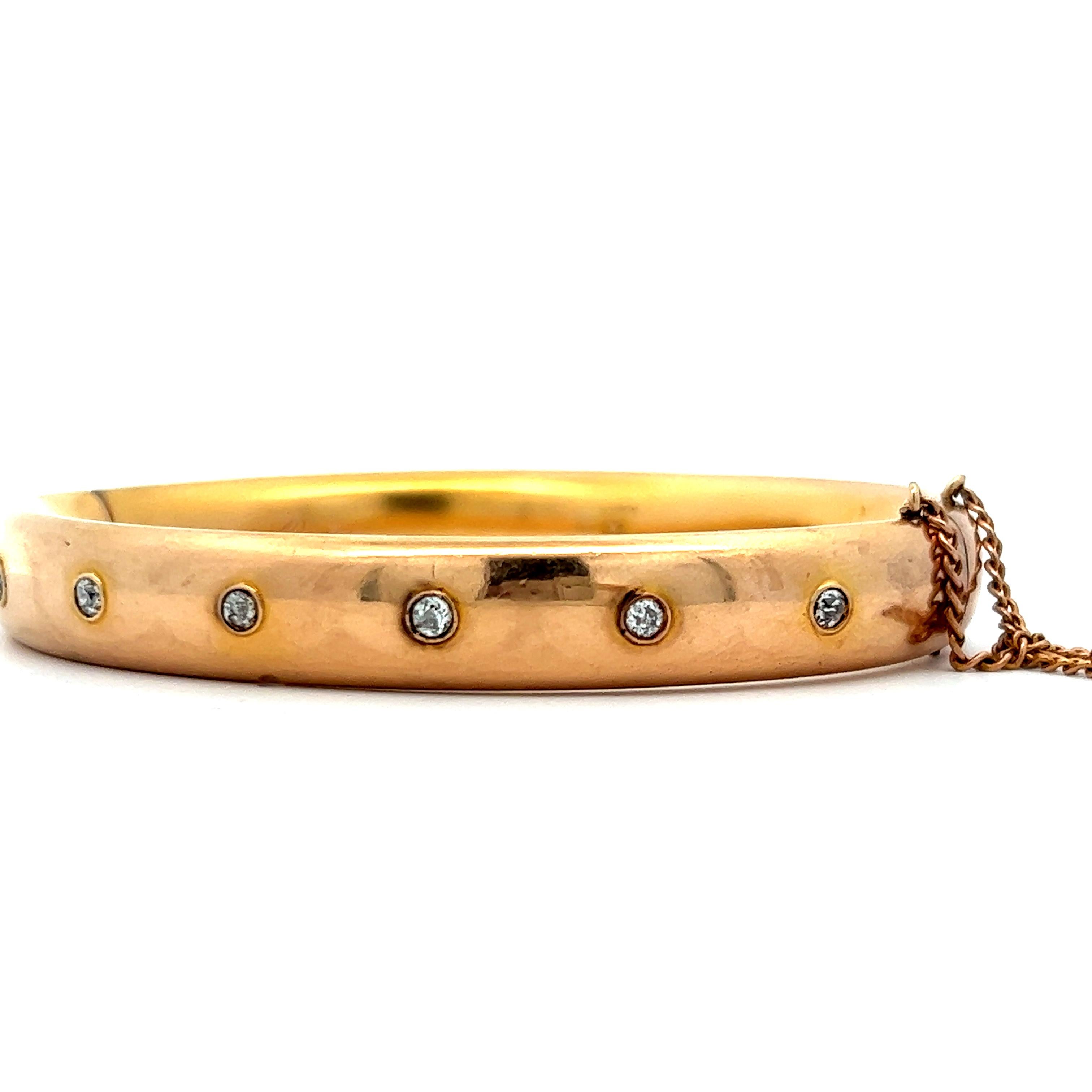 Women's or Men's Victorian 14K yellow Gold and Diamond Bangle  For Sale