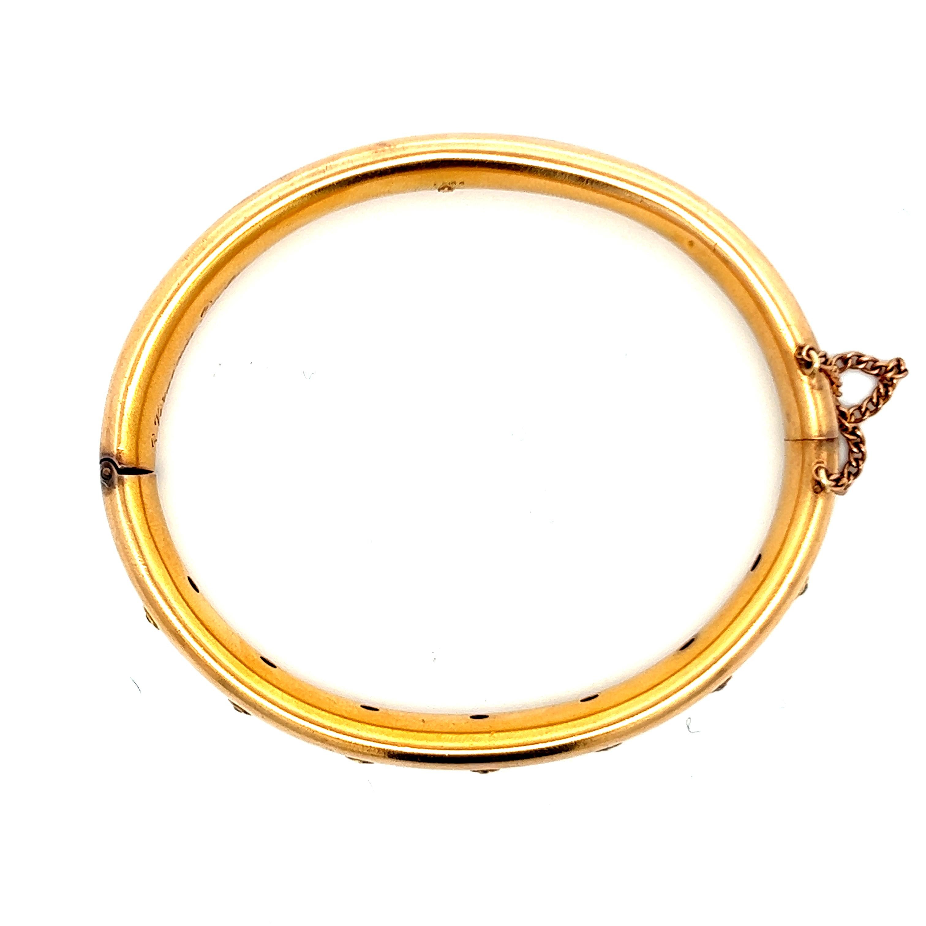 Viktorianischer Armreif aus 14 Karat Gelbgold und Diamanten für Damen oder Herren