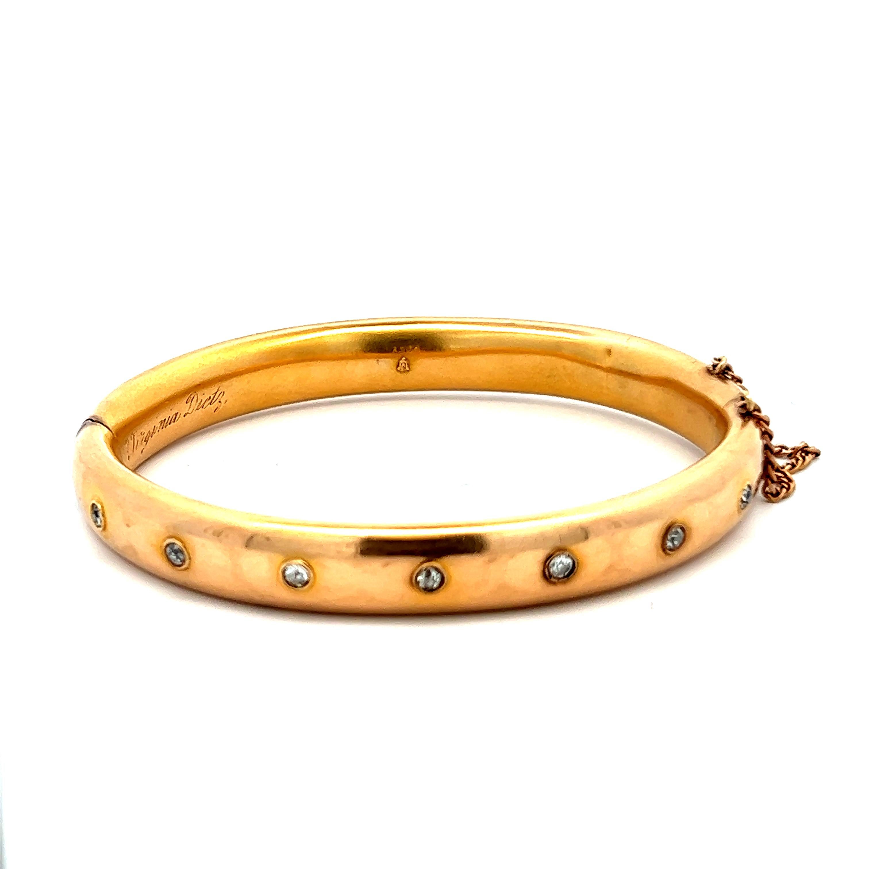 Victorian 14K yellow Gold and Diamond Bangle  For Sale 1