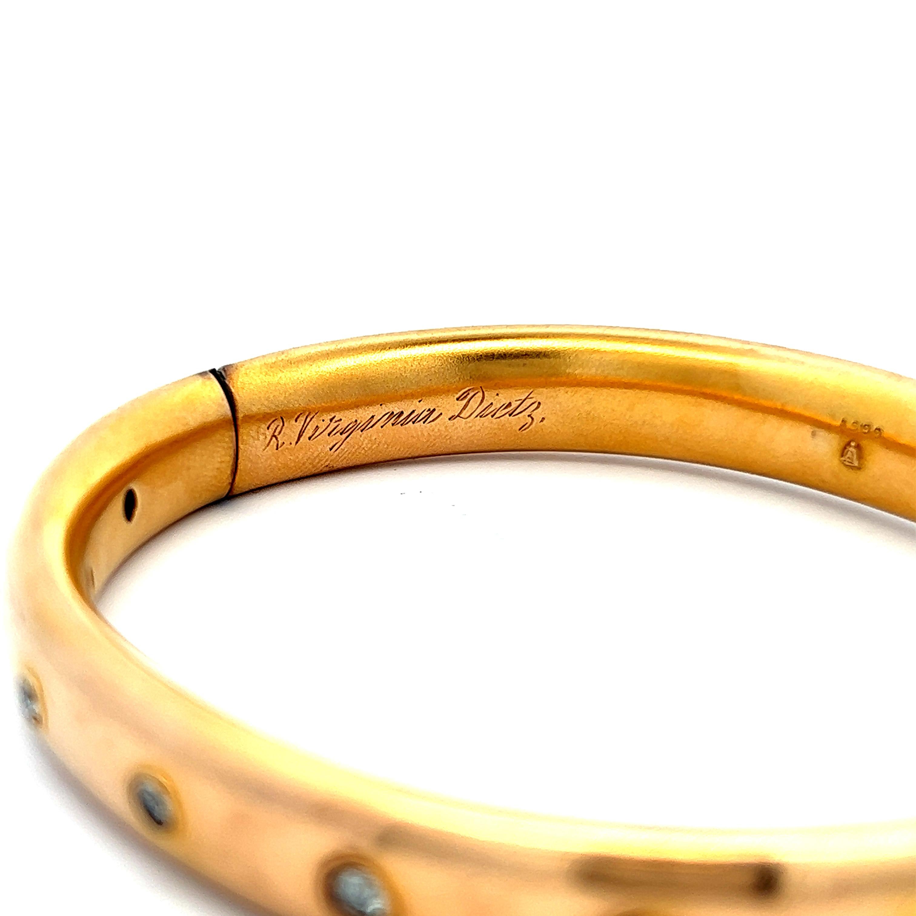 Victorian 14K yellow Gold and Diamond Bangle  For Sale 2