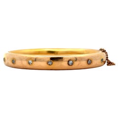Antique Victorian 14K yellow Gold and Diamond Bangle 