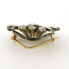 Victorian 14k yellow gold and silver brooch with rose cut diamonds up to 5.50ct