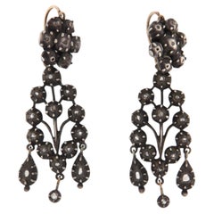 Victorian 14K Yellow Gold And Silver Diamond Bezel Setting Drop Earring