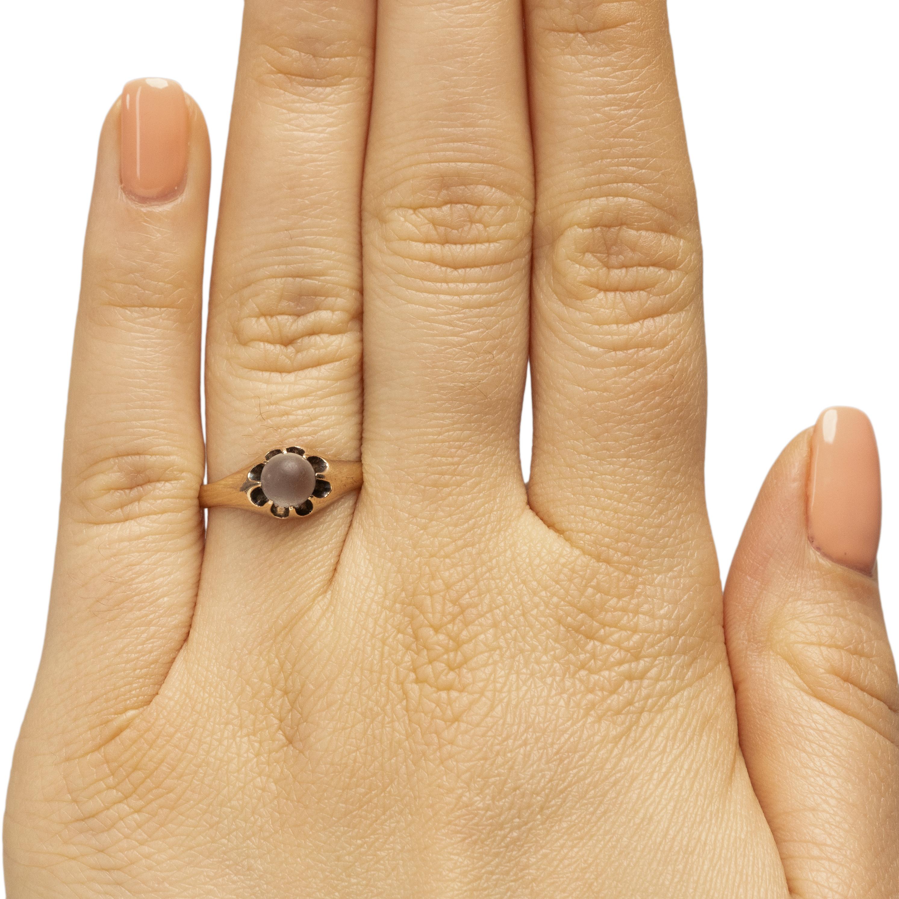 Victorian 14K Yellow Gold Belcher Style Vintage Solitaire Moonstone Ring 1