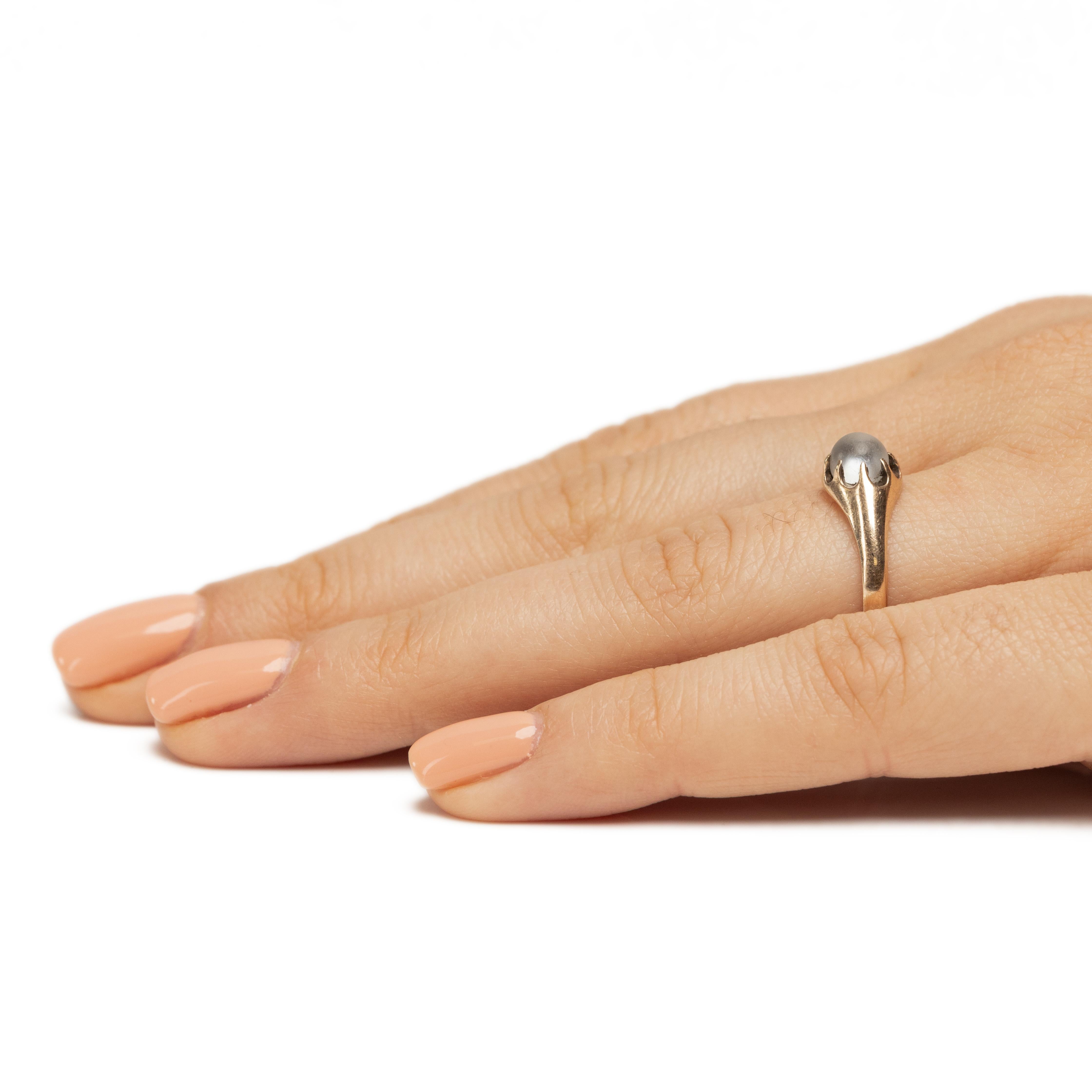 Victorian 14K Yellow Gold Belcher Style Vintage Solitaire Moonstone Ring 2