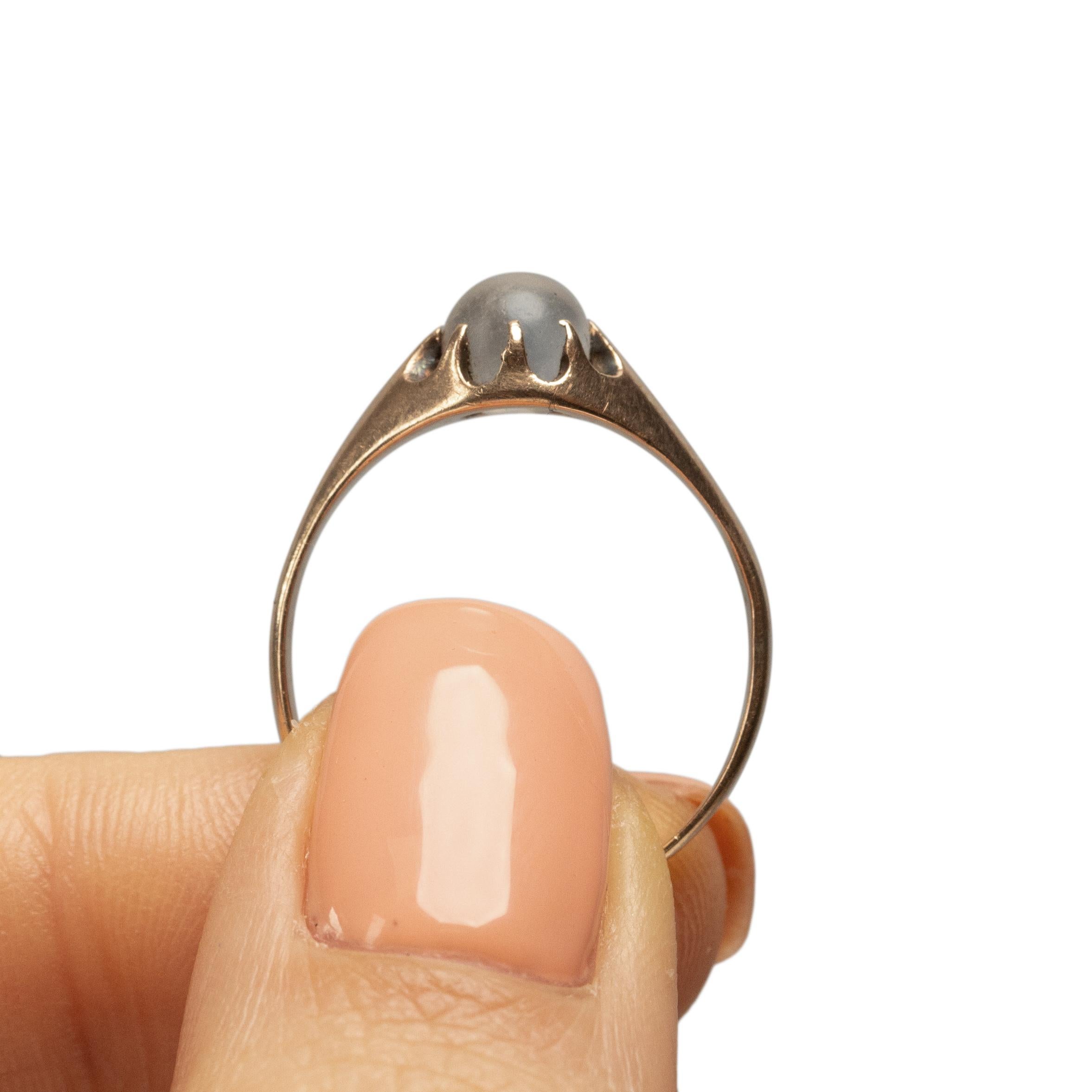 Victorian 14K Yellow Gold Belcher Style Vintage Solitaire Moonstone Ring 4